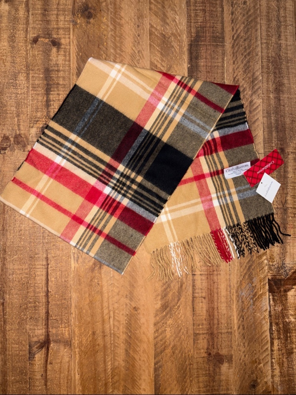Croft & Barrow Classic Camel Plaid Scarf NWT